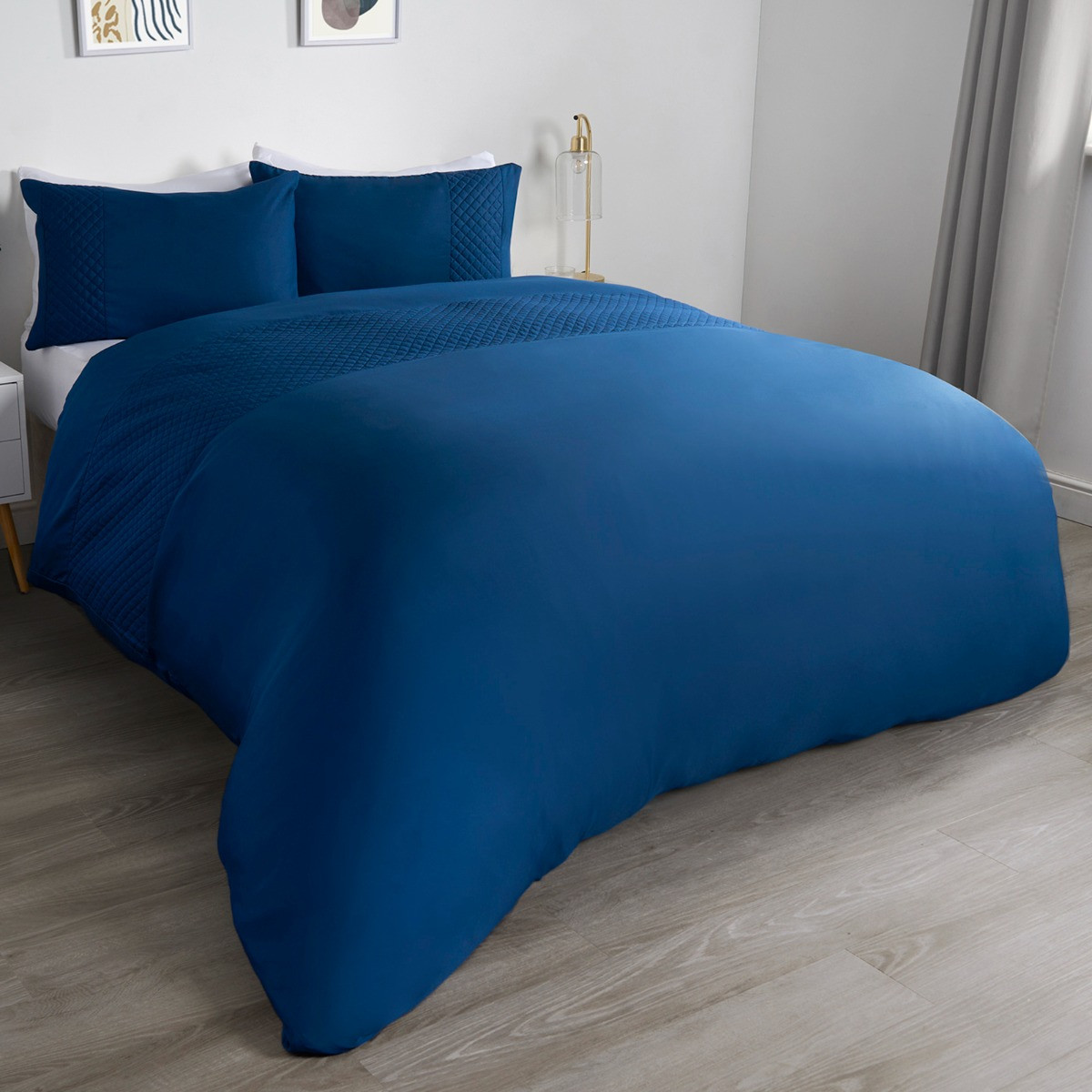 OHS Pinsonic Grid Panel Duvet Set - Navy>