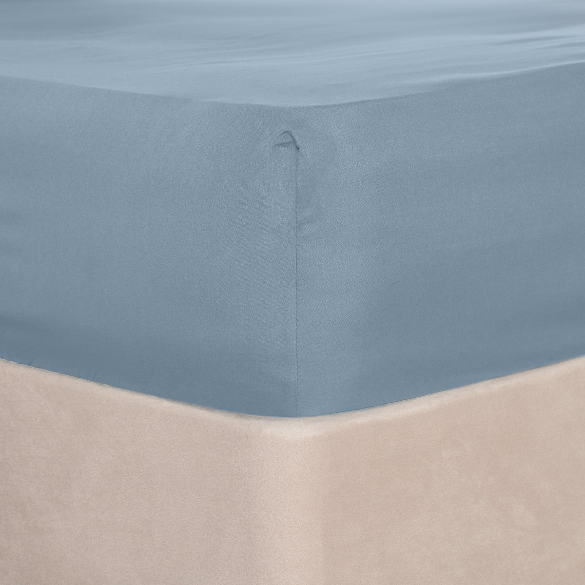 Brentfords Plain Fitted Bed Sheet, Blue - King>