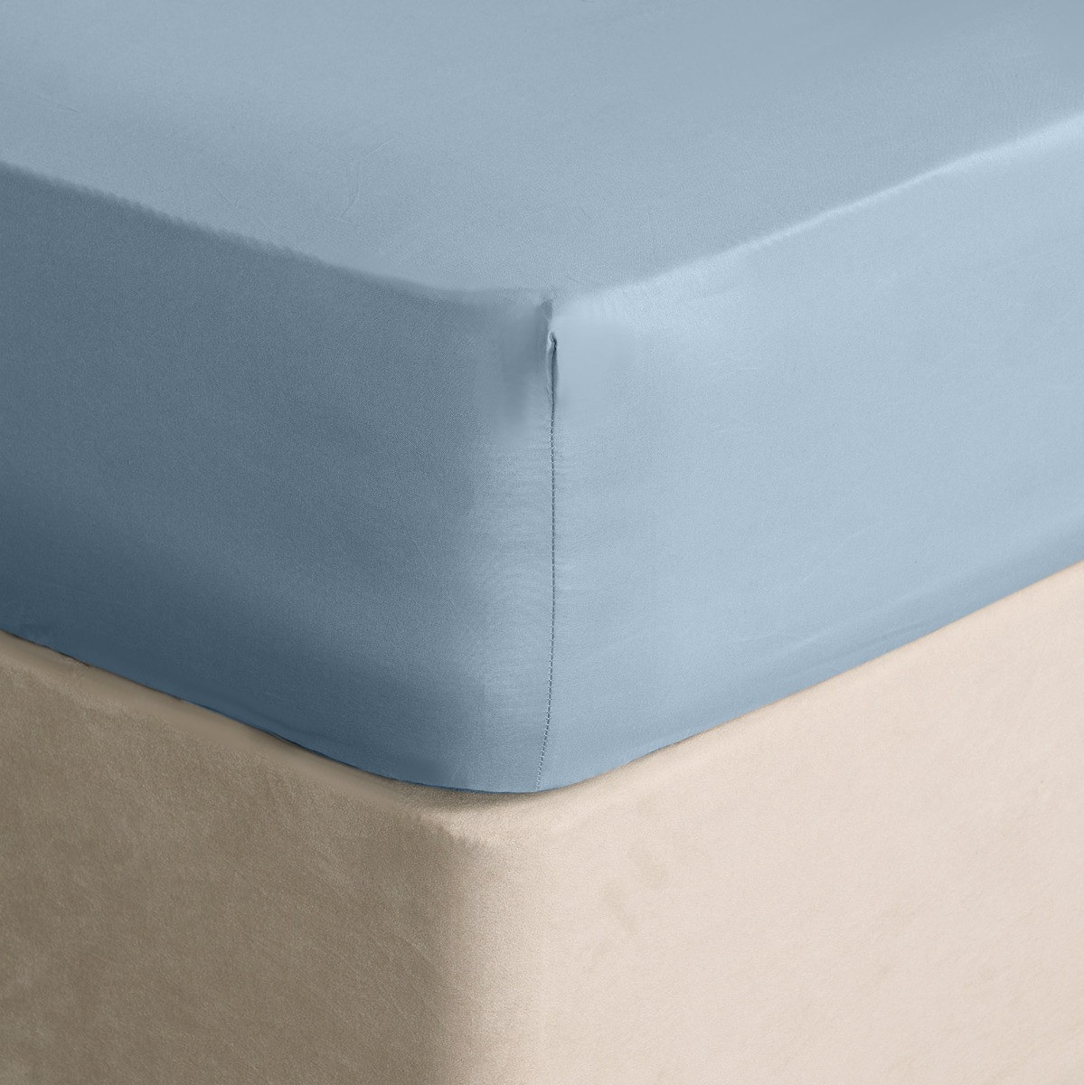 Brentfords Plain Fitted Bed Sheet, Blue - King>