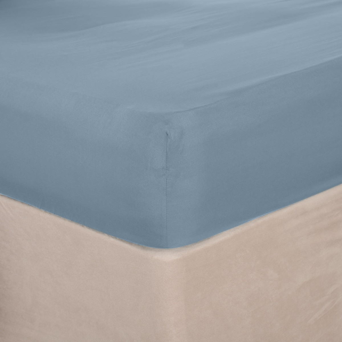 Brentfords Plain Fitted Bed Sheet, Blue - King>