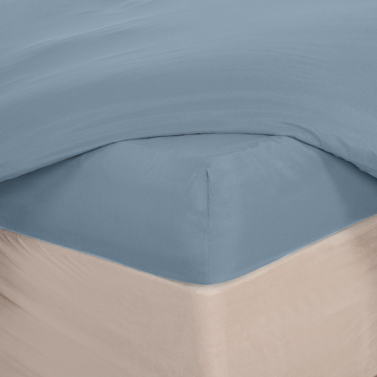 Brentfords Plain Fitted Bed Sheet, Blue - King>