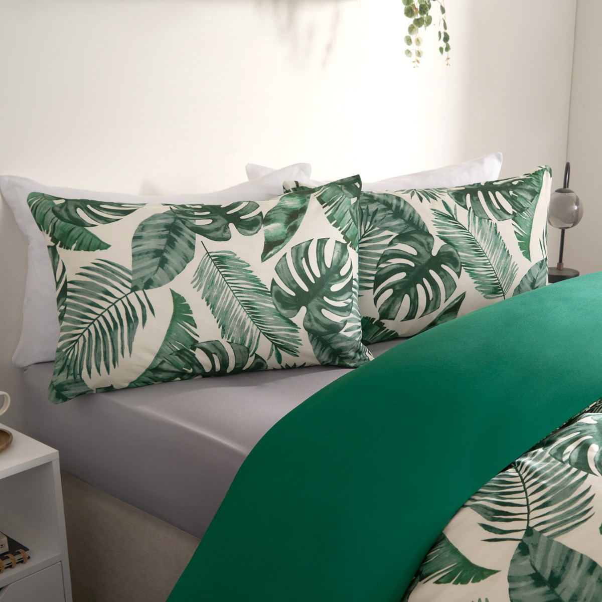 OHS Tropical Leaf Duvet Cover Set - Forest Green>