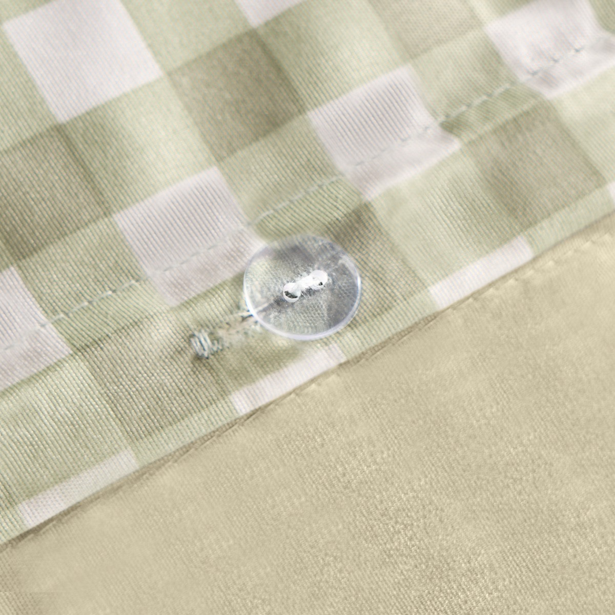 OHS Bee Print Reversible Gingham Duvet Set - Sage>