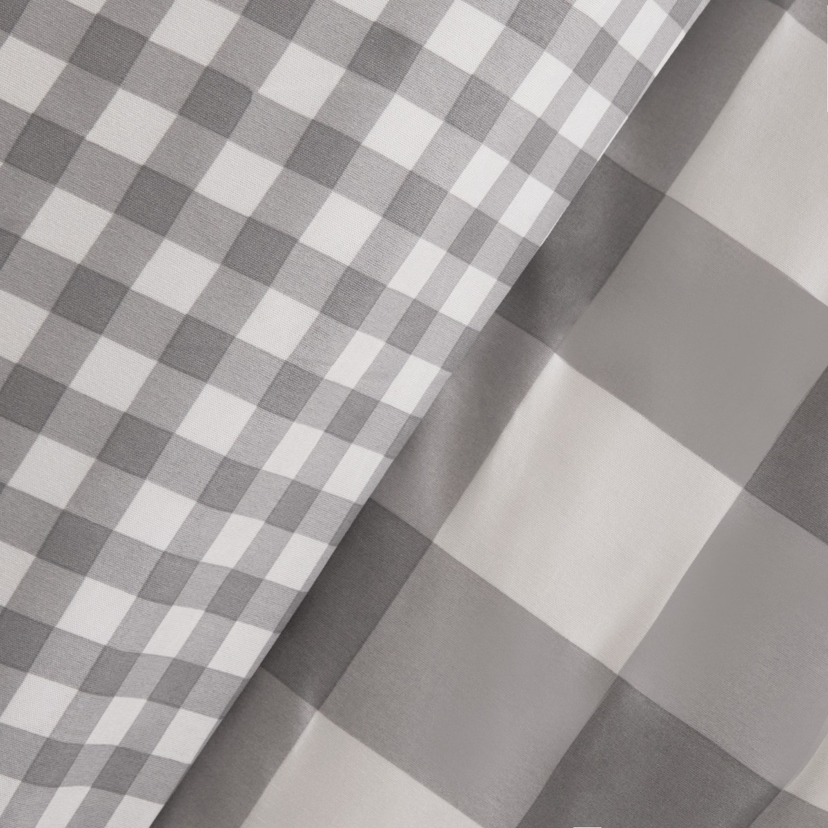 OHS Gingham Duvet Set, Grey - Double>