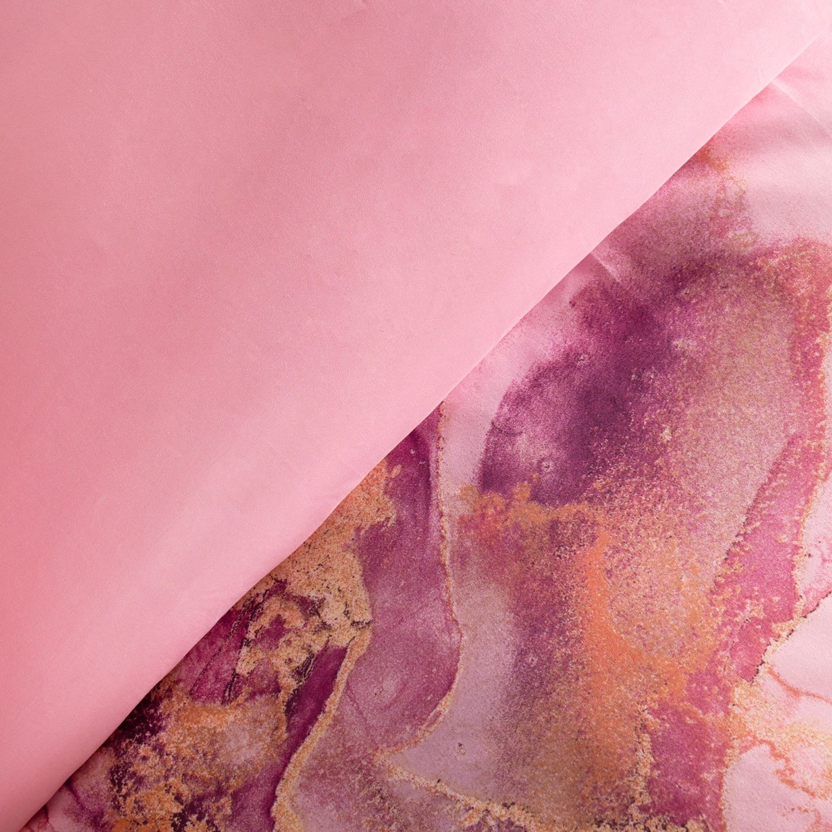 OHS Marble Print Duvet Set, Blush Pink - Single>