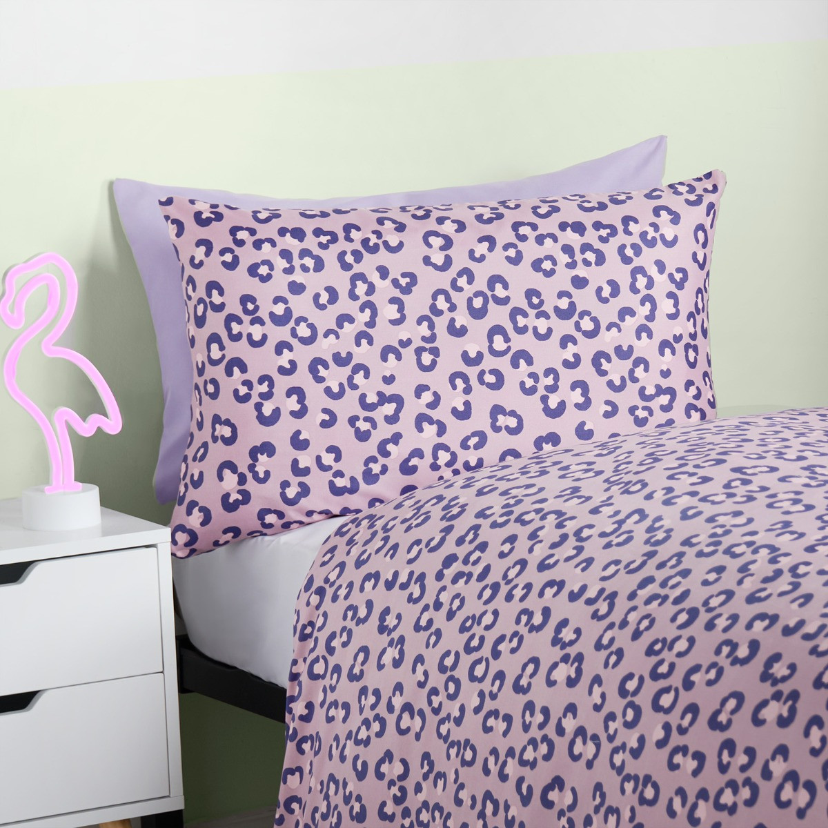 OHS Kids Safari Print Reversible Duvet Cover Set - Purple>