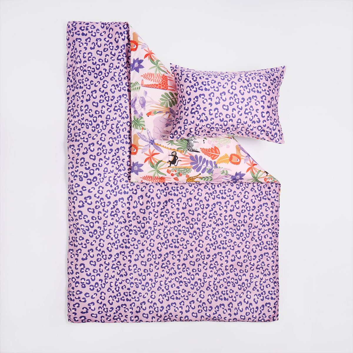 OHS Kids Safari Print Reversible Duvet Cover Set - Purple>