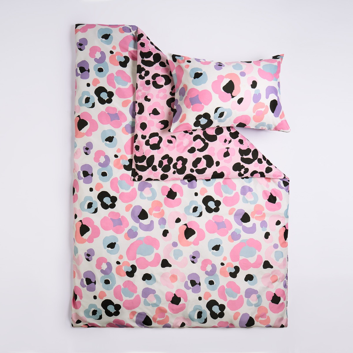 OHS Leopard Print Duvet Cover Set, Pink - Double>