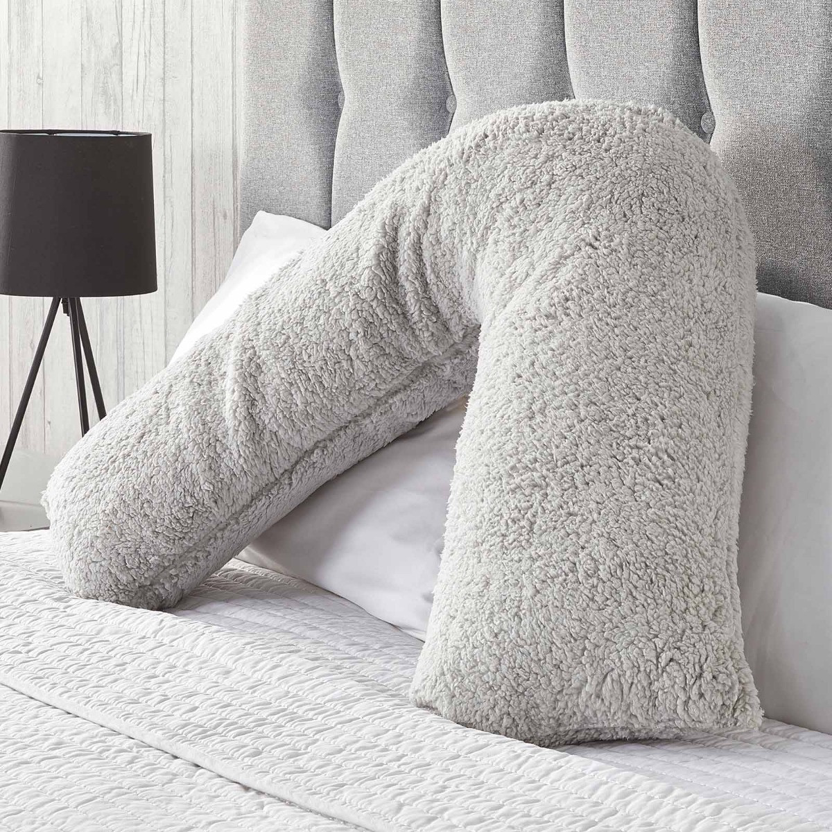 Huggleland Teddy V Shape Pillow - Grey>