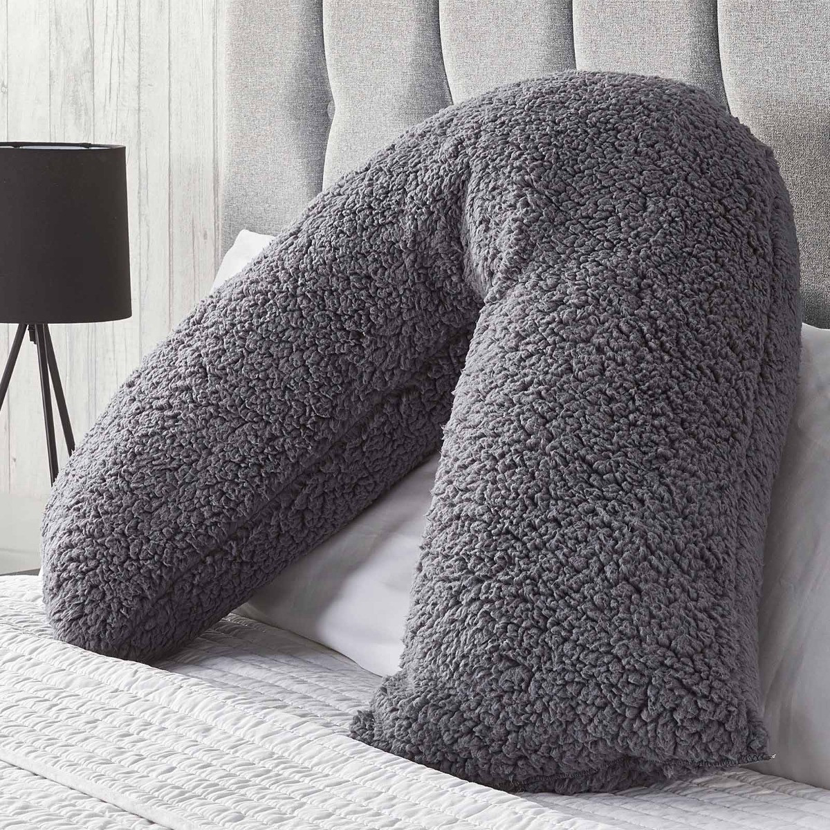 Huggleland Teddy V Shape Pillow - Charcoal>