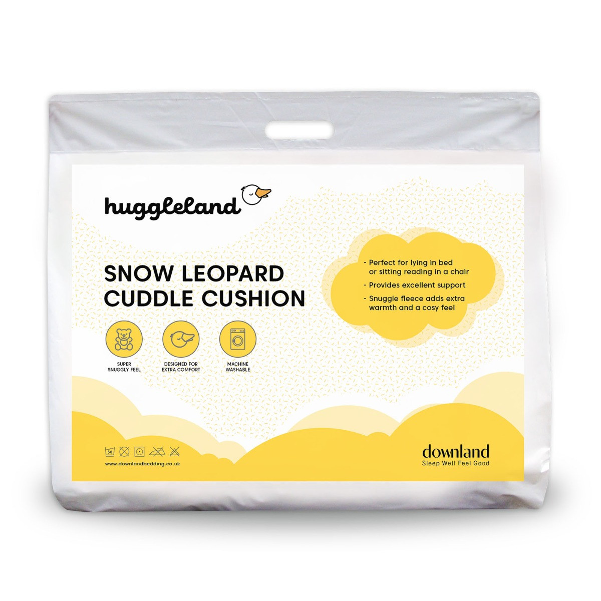 Huggleland Snow Leopard Cuddle Cushion - Grey>