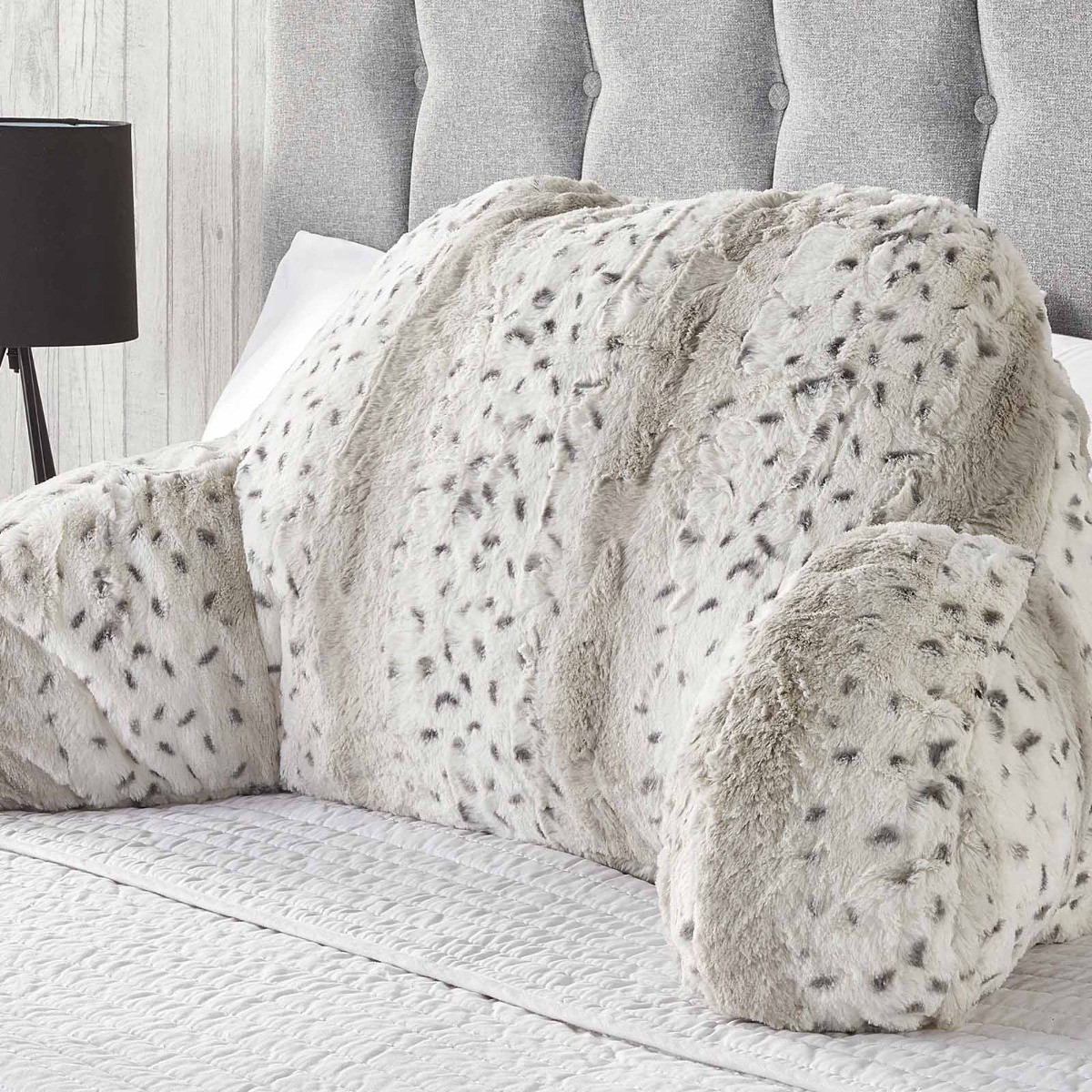 Huggleland Snow Leopard Cuddle Cushion - Grey>