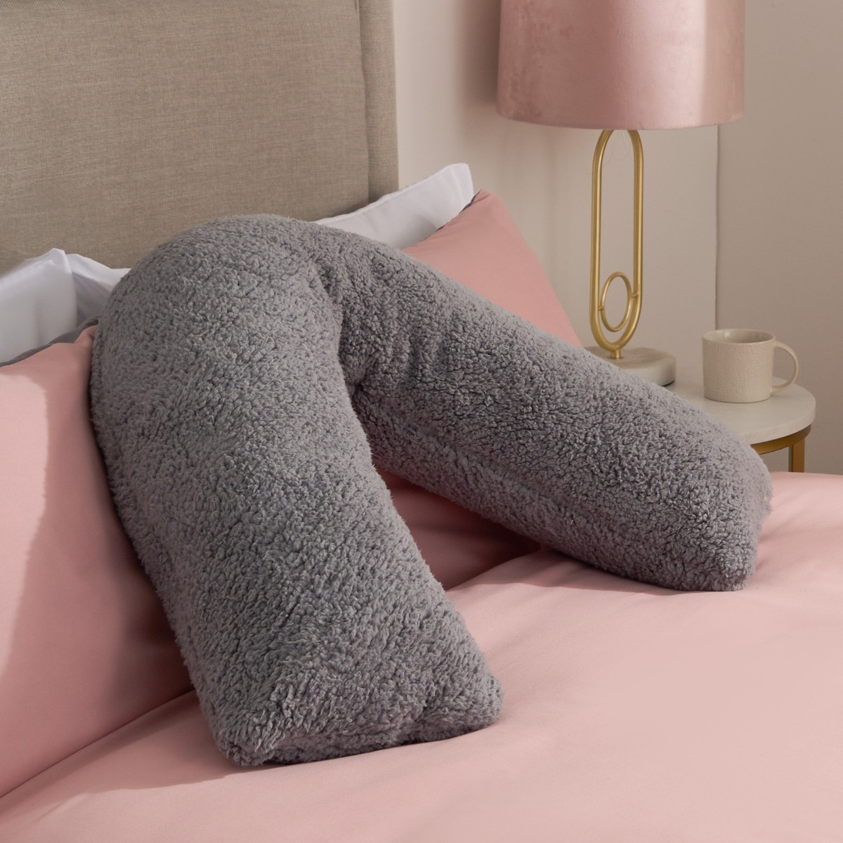 OHS Teddy V Shape Pillow Grey