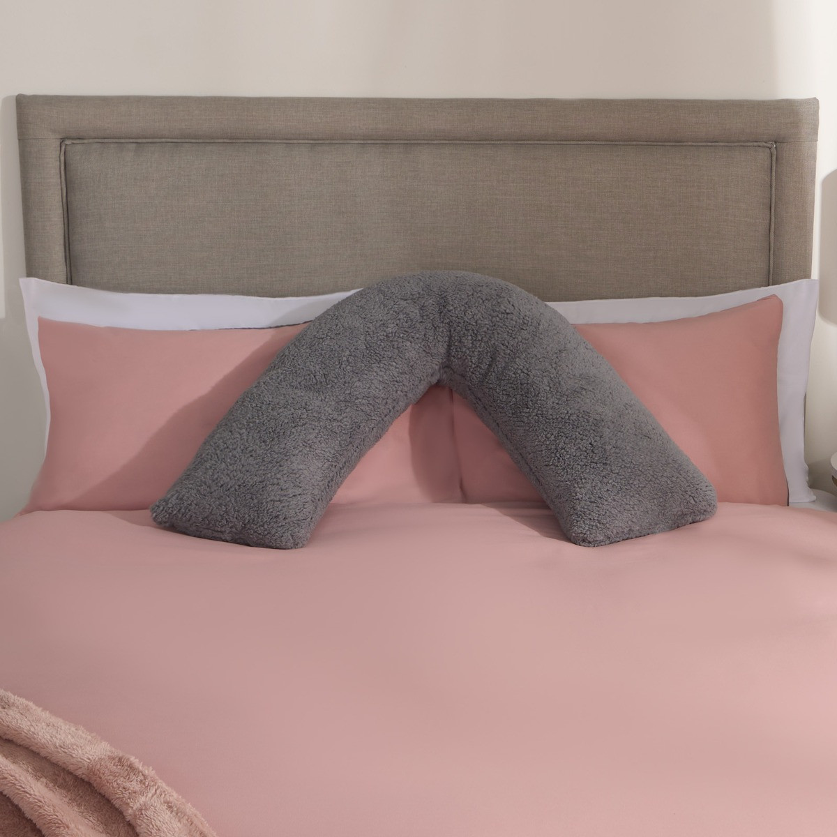 OHS Teddy V Shape Pillow - Grey>