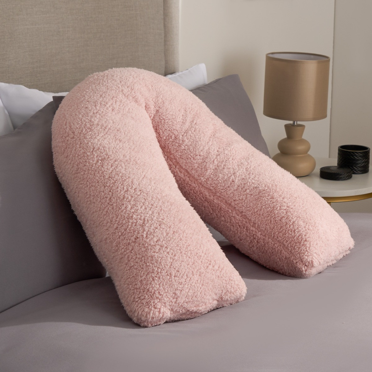 OHS Teddy V Shape Pillow - Blush>