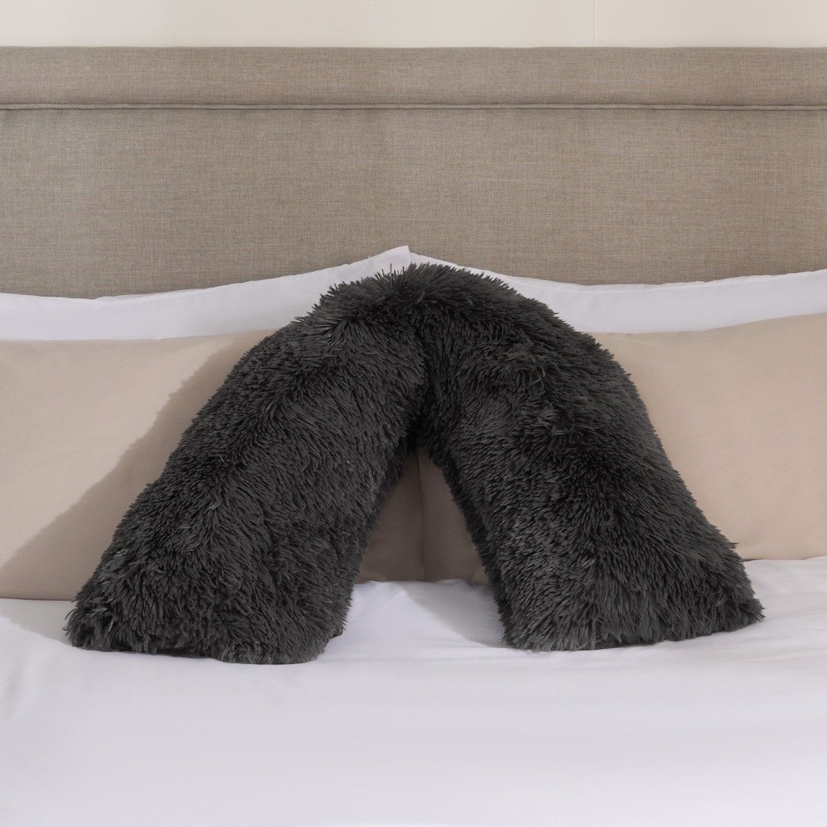 OHS Long Hair V Shape Pillow - Charcoal>