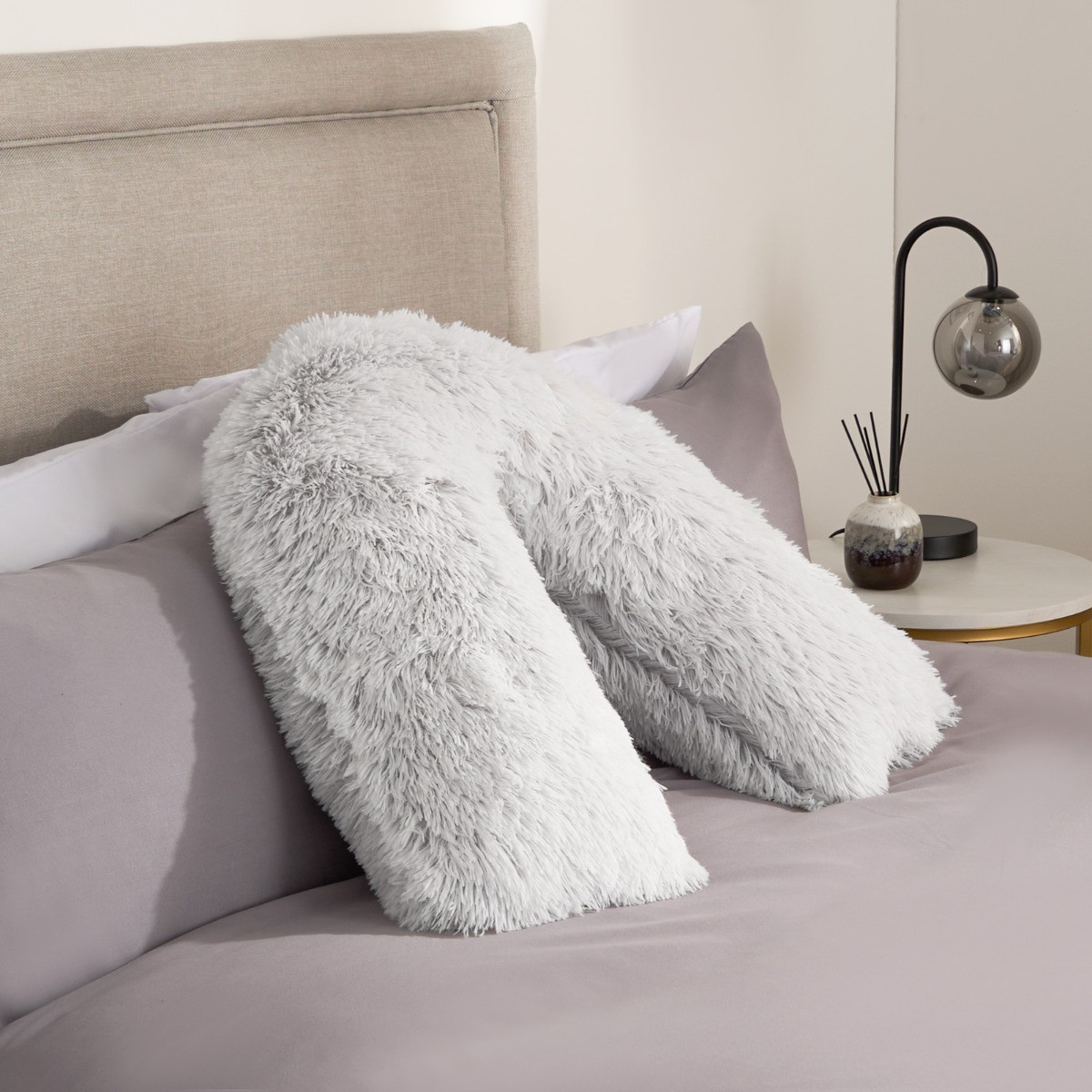 OHS Long Hair V Shape Pillow Grey