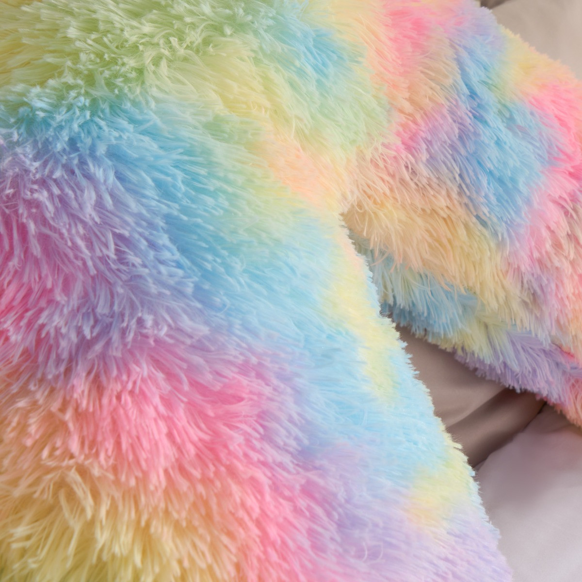 OHS Long Hair V Shape Pillow - Rainbow Tie Dye>