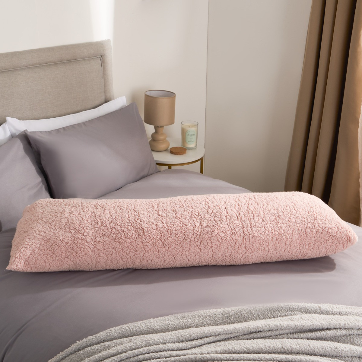 OHS Teddy Bolster Pillow - Blush>