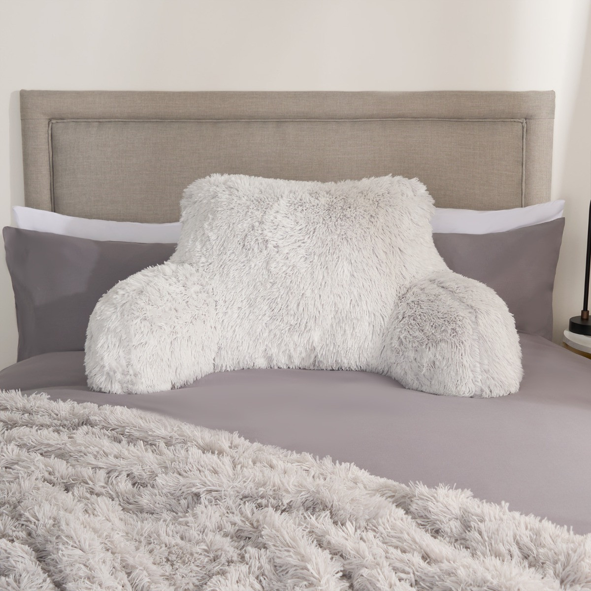 OHS Long Hair Cuddle Cushion - Grey>