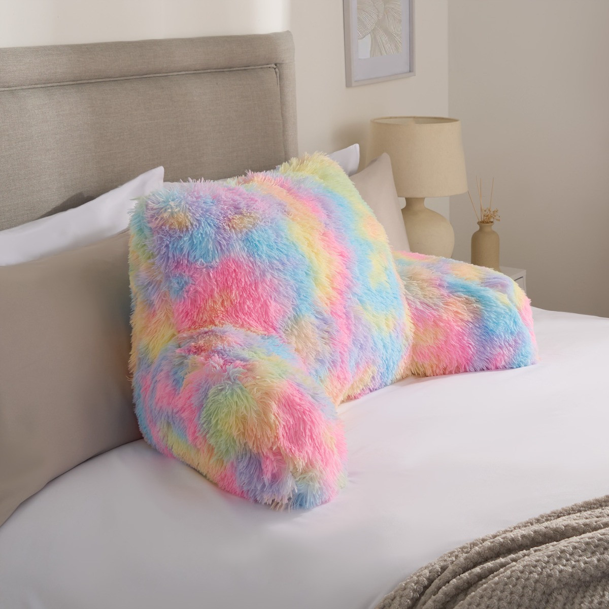 OHS Long Hair Cuddle Cushion - Rainbow Tie Dye>