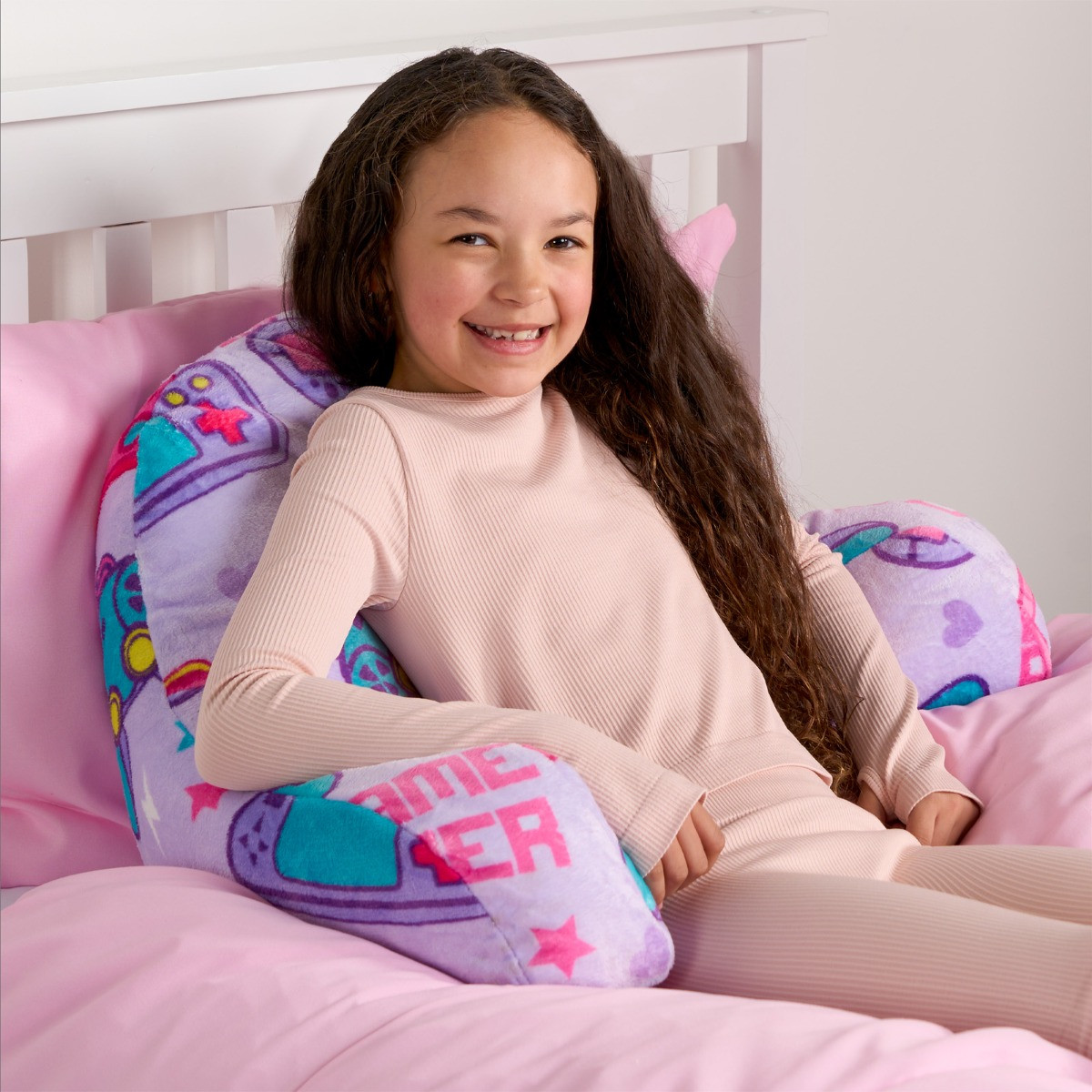 OHS Kids Gaming Fleece Cuddle Cushion - Lilac>