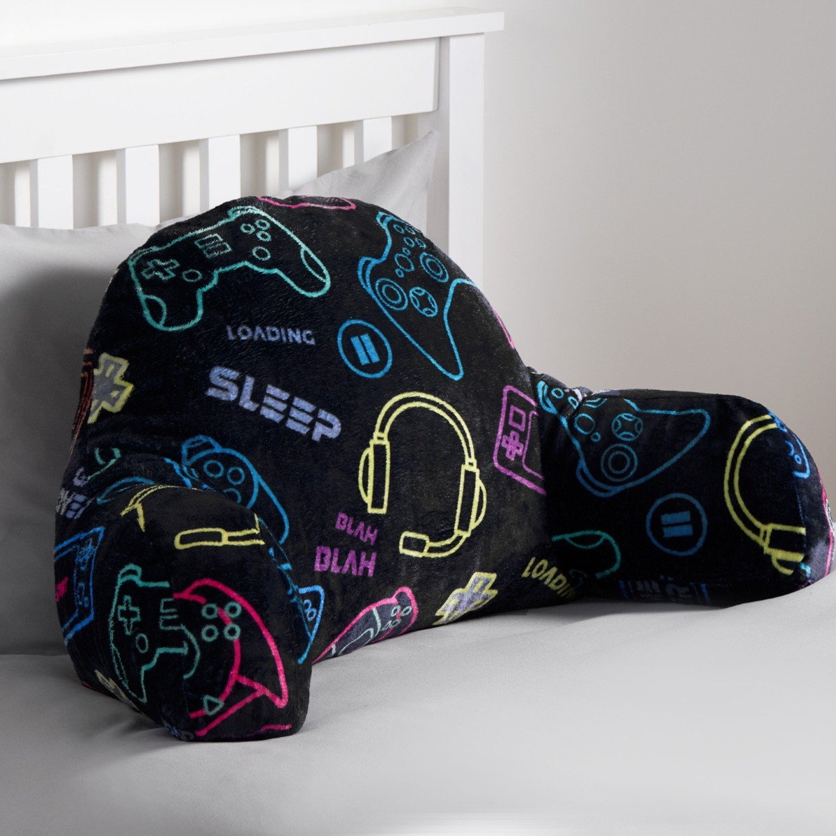 OHS Kids Gaming Fleece Cuddle Cushion - Black>