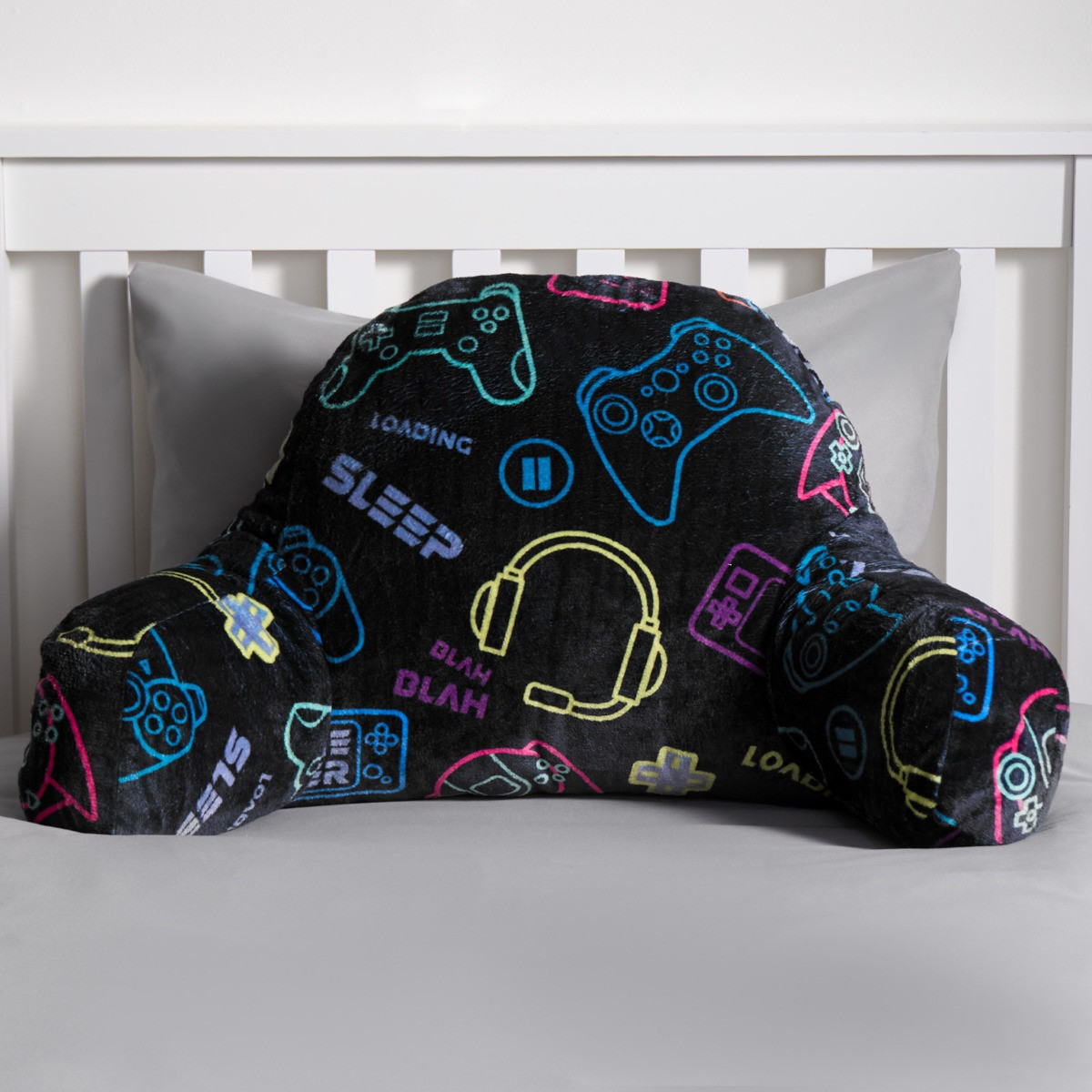 OHS Kids Gaming Fleece Cuddle Cushion - Black>