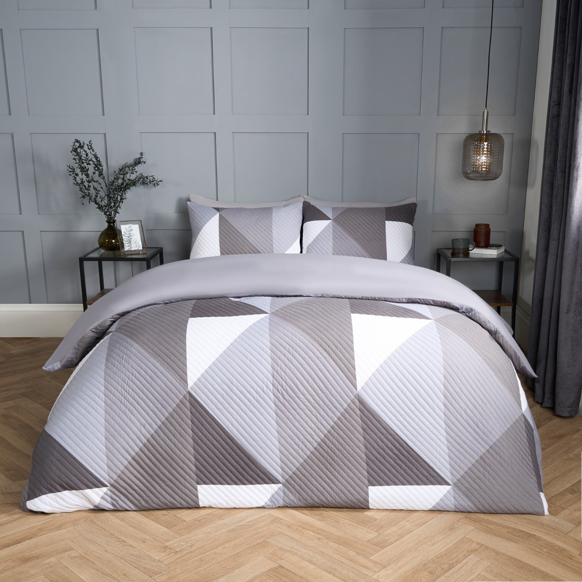 OHS Ralph Geo Pinsonic Duvet Set, Grey - King>