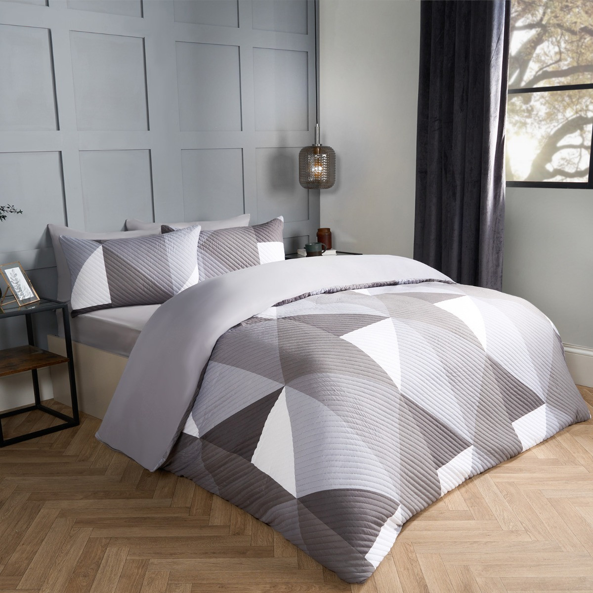 OHS Ralph Geo Pinsonic Duvet Set, Grey - King>