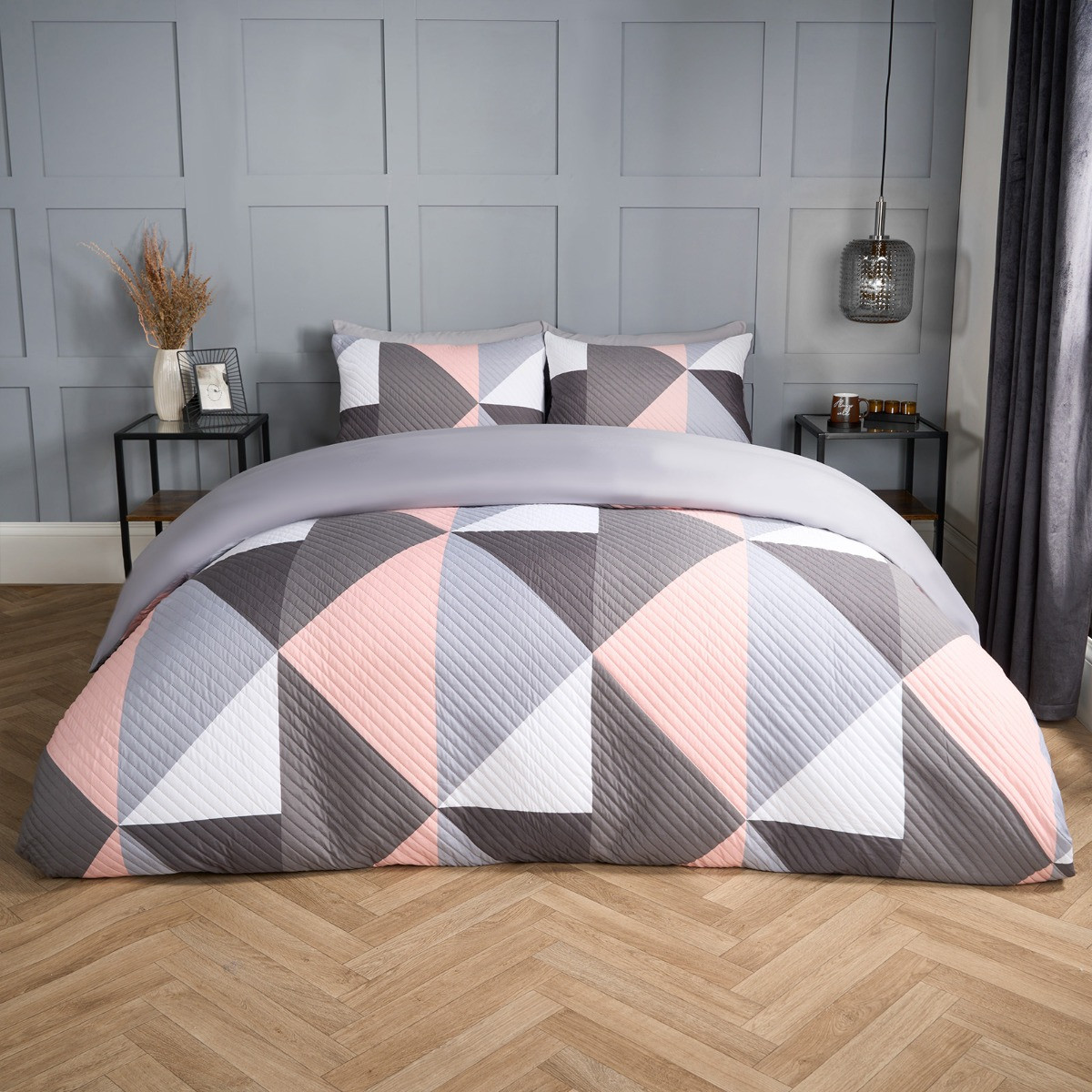 OHS Ralph Geometric Pinsonic Duvet Set - Blush >