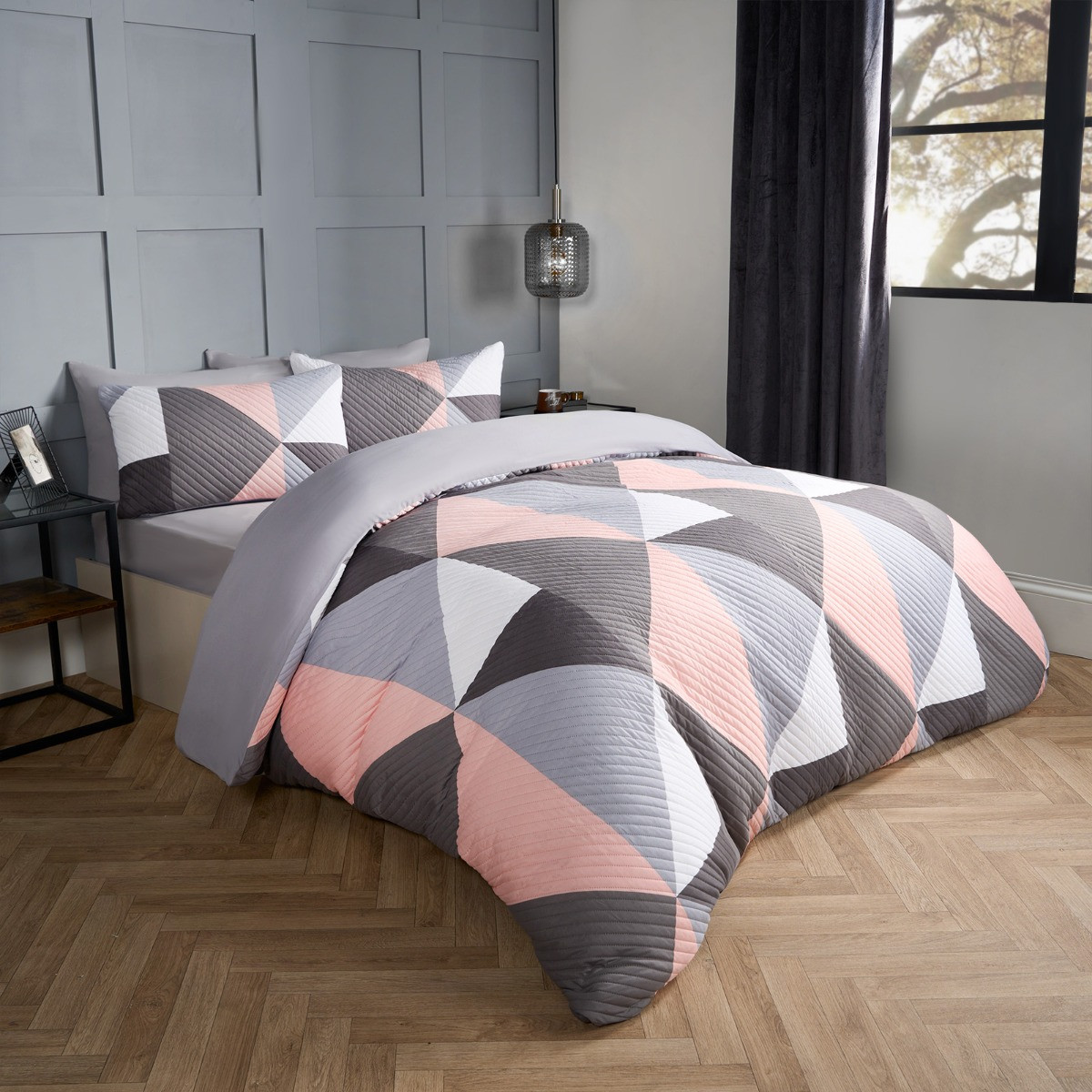 OHS Ralph Geometric Pinsonic Duvet Set - Blush >