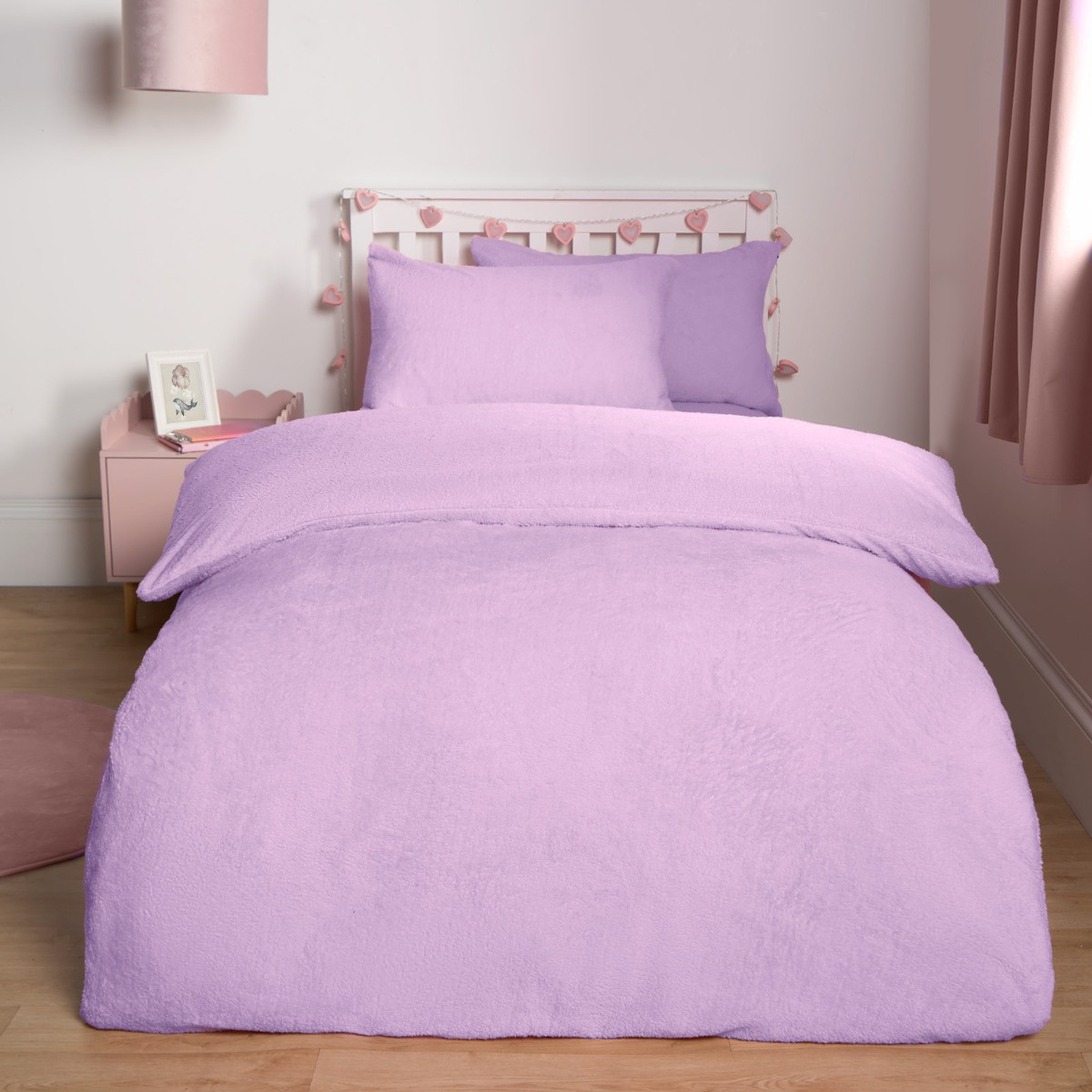 Brentfords Teddy Fleece Duvet Cover Set - Lilac >