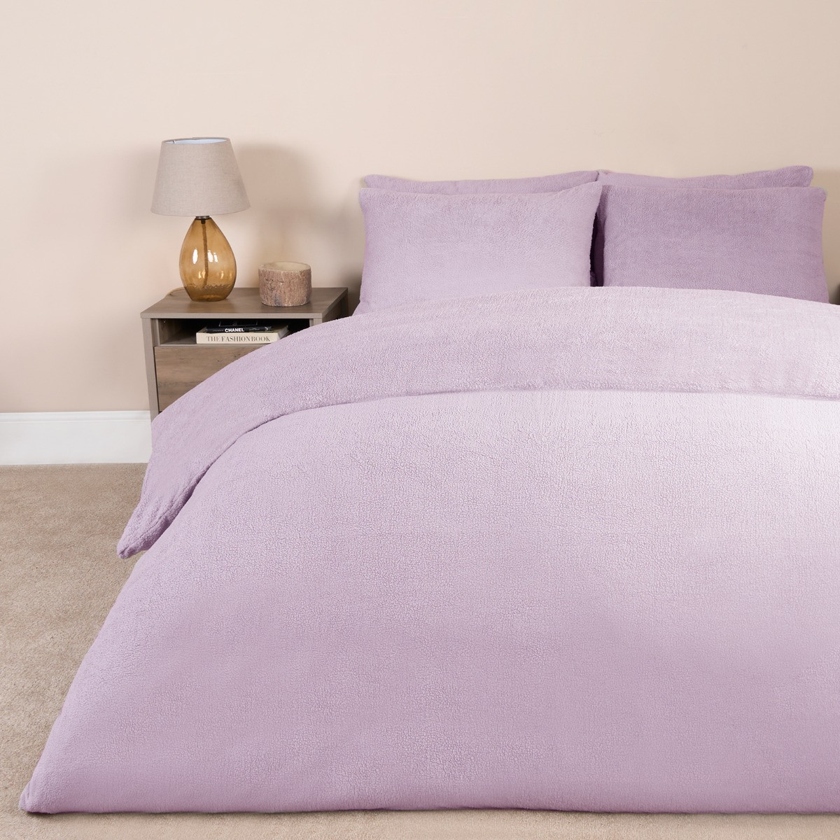 Brentfords Teddy Fleece Duvet Cover Set - Lilac >