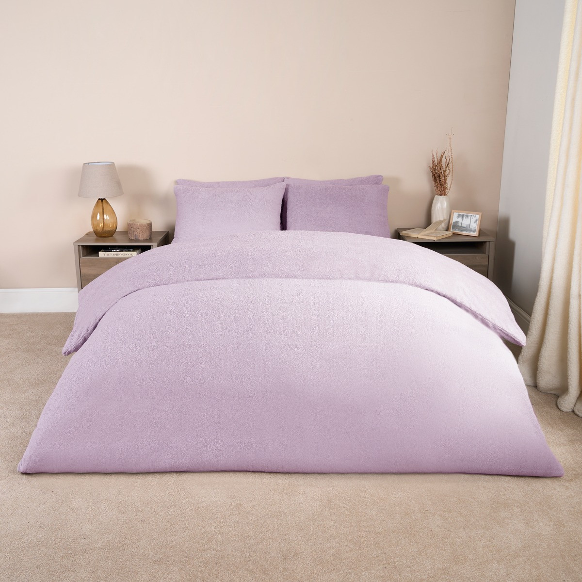 Brentfords Teddy Fleece Duvet Cover Set - Lilac >