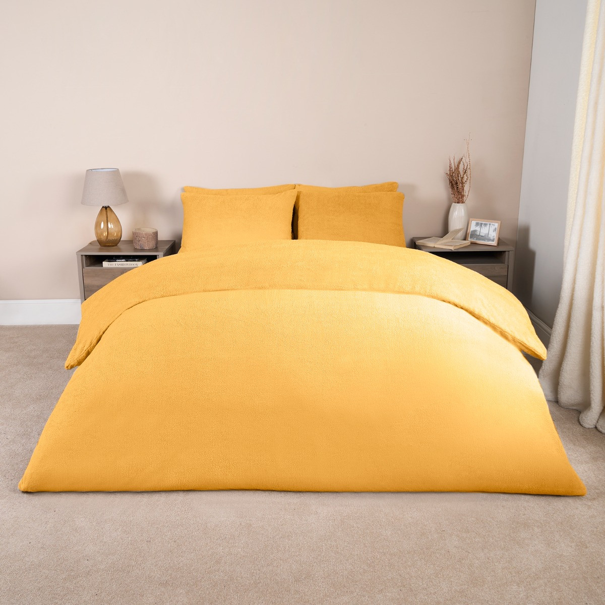 Brentfords Teddy Fleece Duvet Cover Set - Ochre>