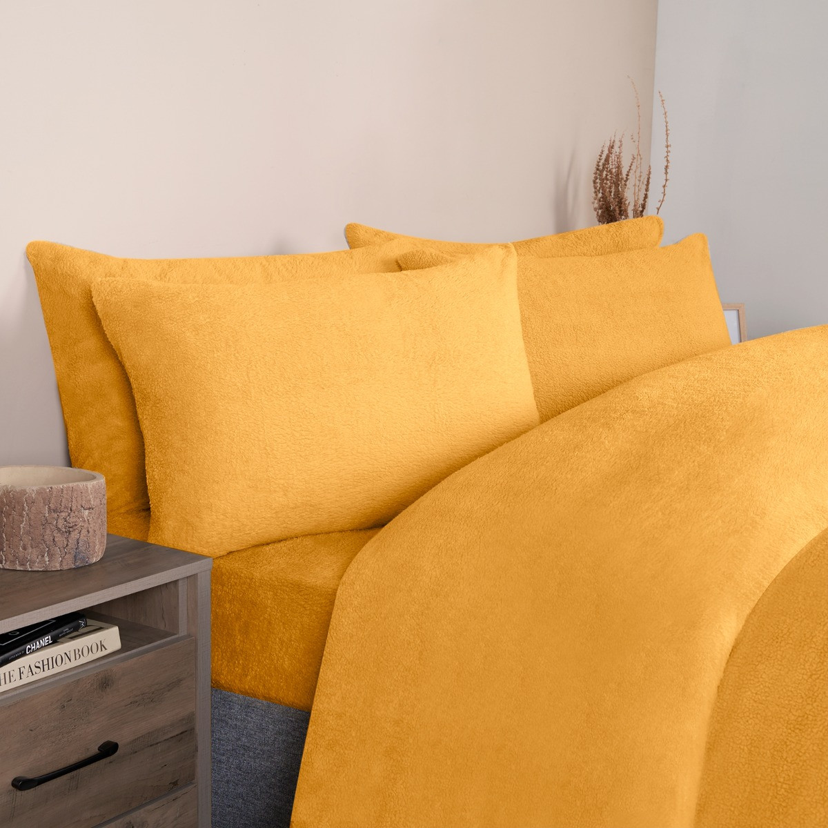 Brentfords Teddy Fleece Duvet Cover Set - Ochre>