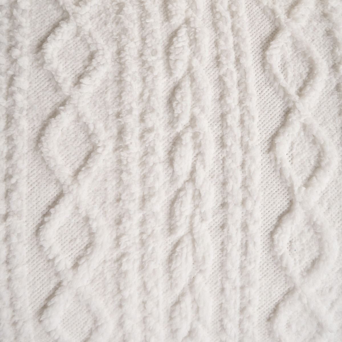 OHS Cable Knit Fleece Duvet Set, Cream - King >