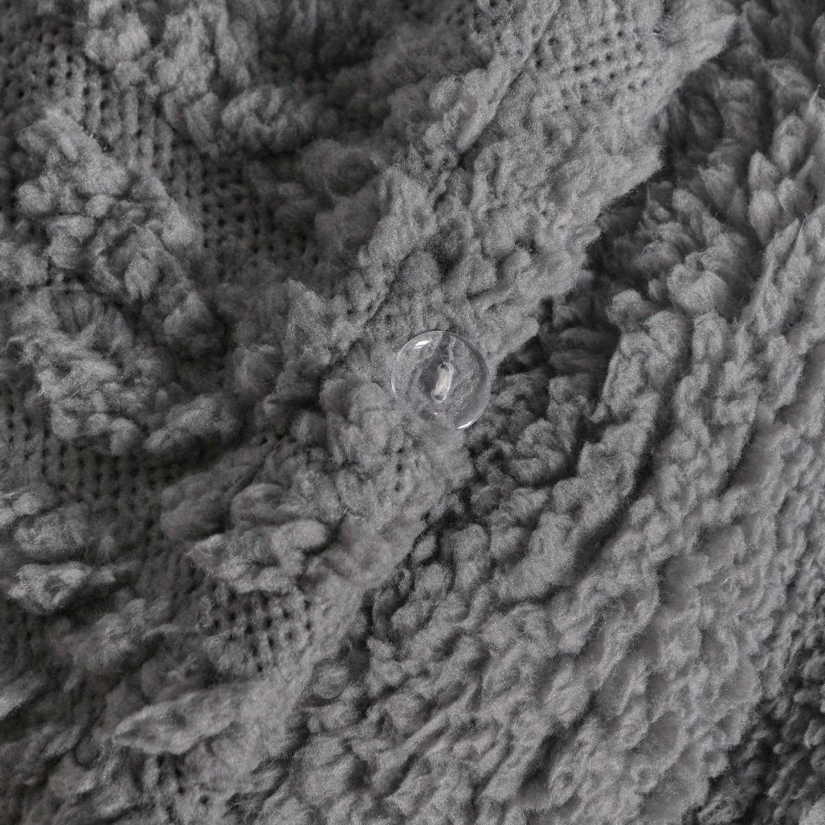 OHS Cable Knit Sherpa Fleece Duvet Cover Set, Grey - Single>