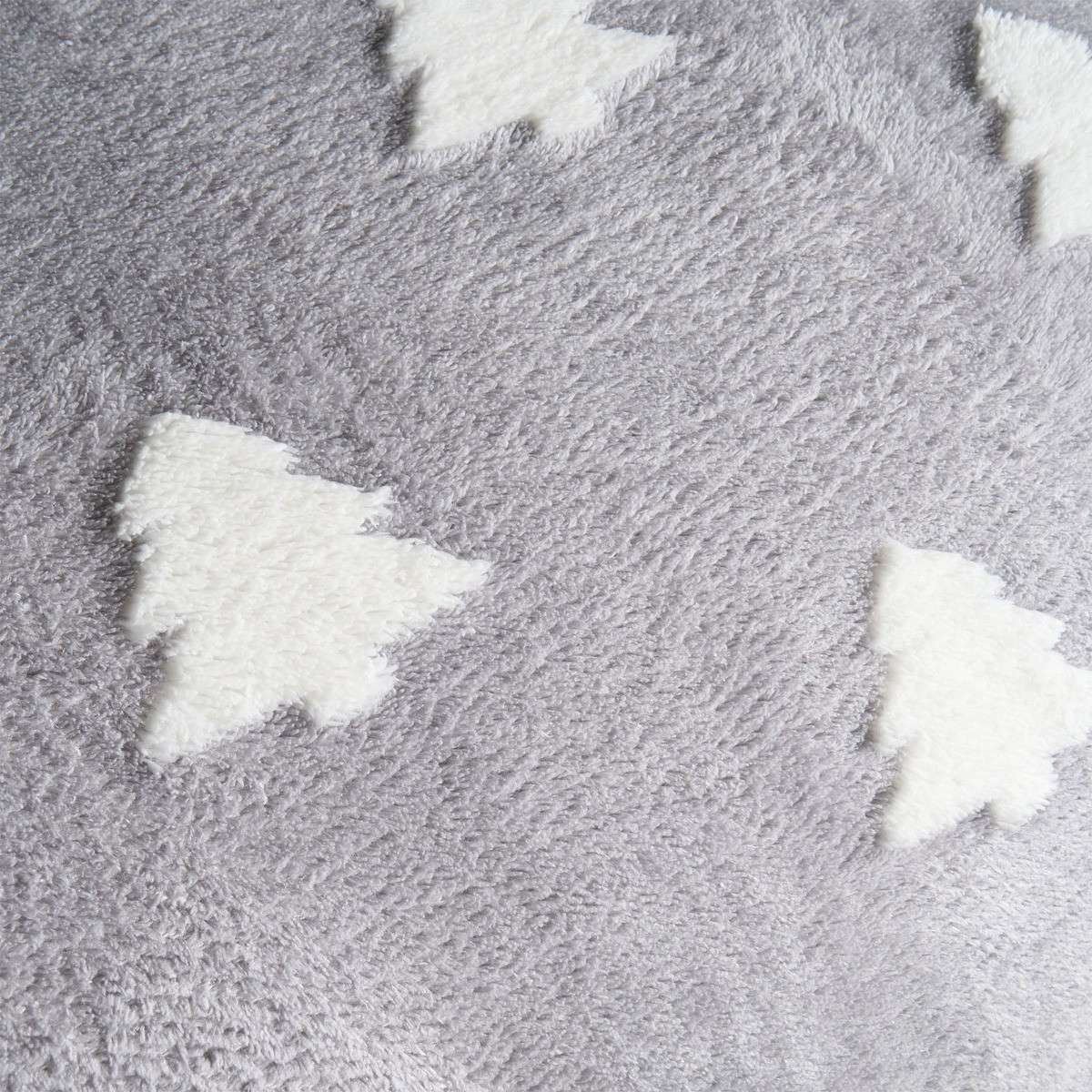 OHS Winter Tree Tufted Teddy Fleece Duvet Set, Grey/White - King>