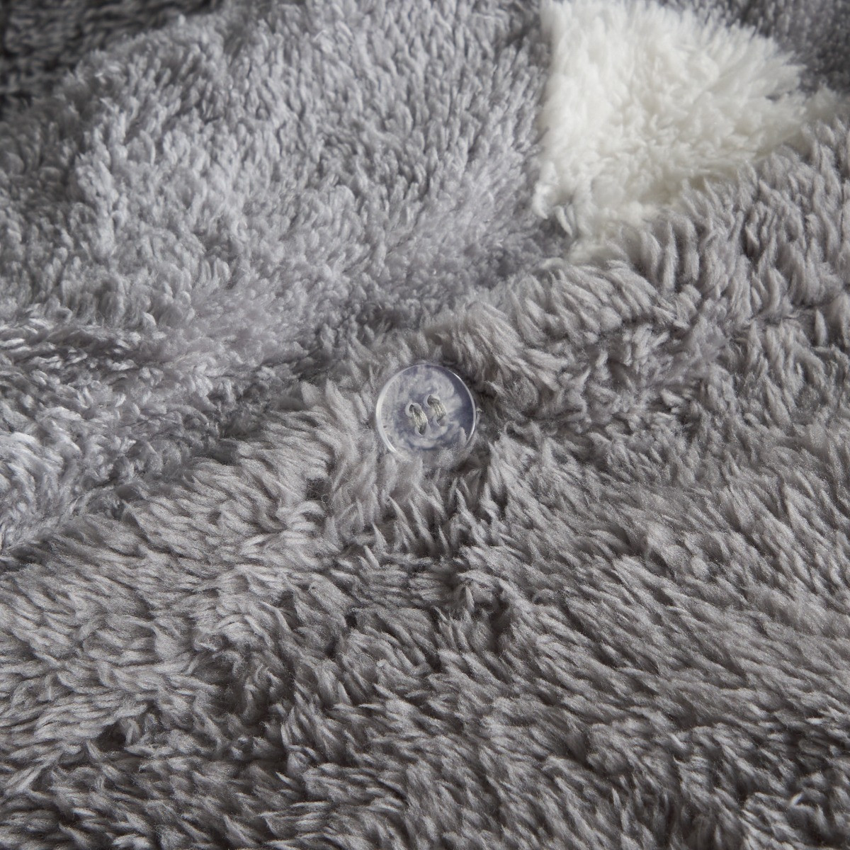 OHS Winter Tree Tufted Teddy Fleece Duvet Set, Grey/White - King>