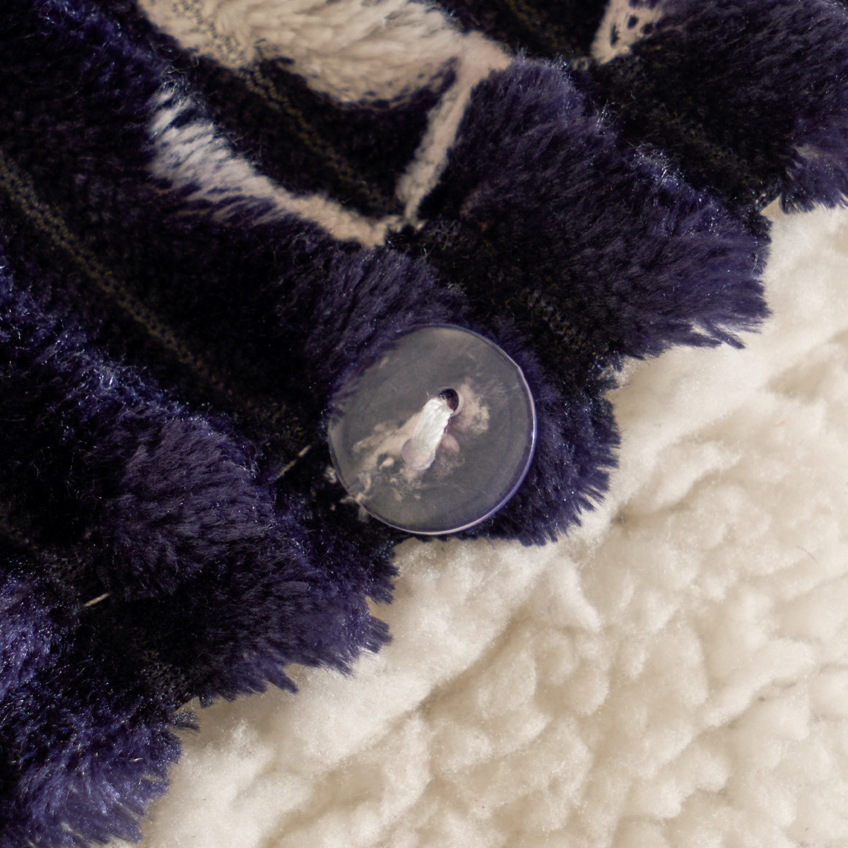 OHS Cosy Stag Ribbed Fleece Duvet Set - Navy>