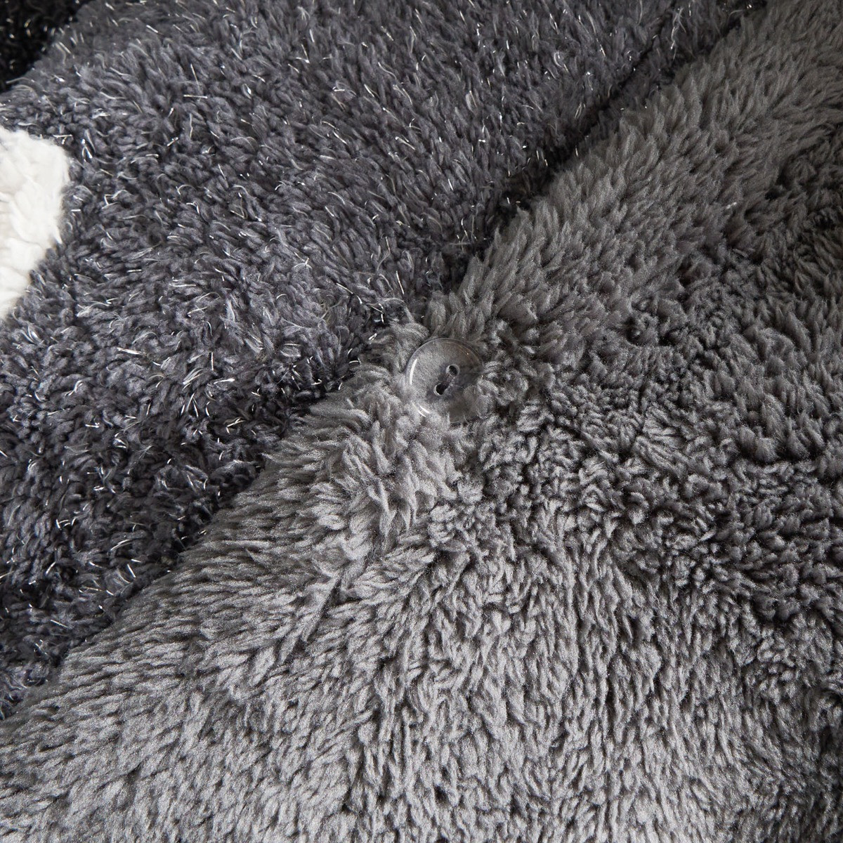 OHS Glitter Tufted Polar Bear Duvet Set, Grey - Single>