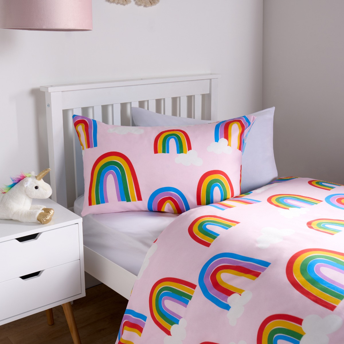 OHS Rainbows & Clouds Reversible Duvet Cover Set - Multi >