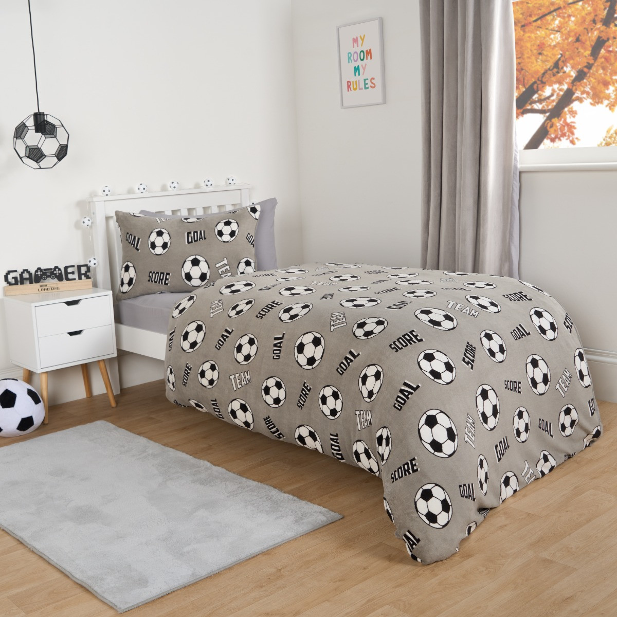 OHS Football Fleece Duvet Set - Grey >