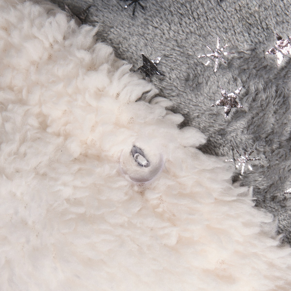 OHS Metallic Stars Fleece Duvet Set - Grey>