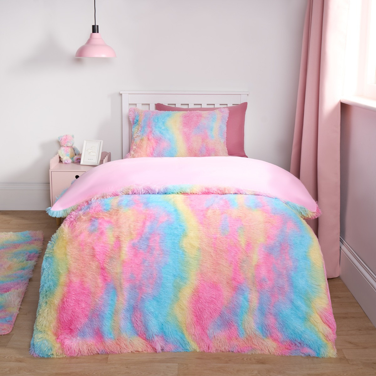 OHS Tie Dye Fluffy Duvet Set - Multi>