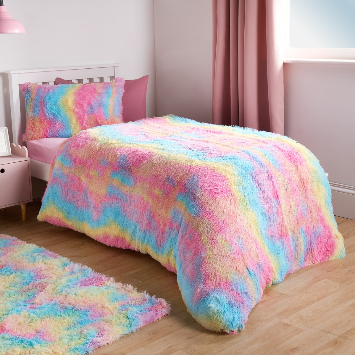 OHS Tie Dye Fluffy Duvet Set - Multi>