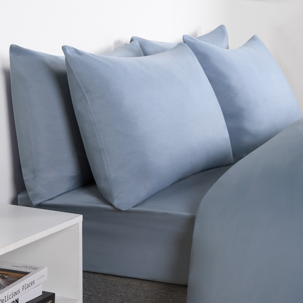 Brentfords 2 Pack Plain Dyed Housewife Pillowcases - Blue>