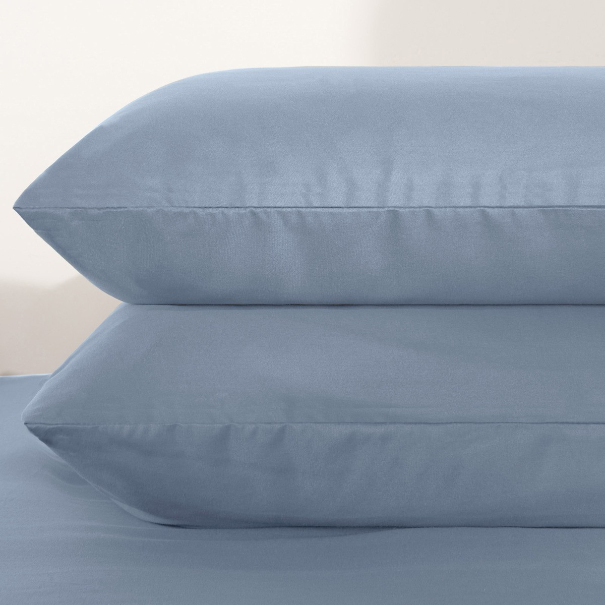 Brentfords 2 Pack Plain Dyed Housewife Pillowcases - Blue>